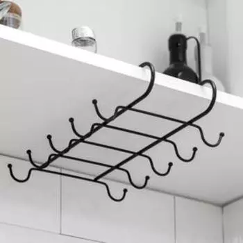 Держатель для кружек подвесной Доляна, на 10 предметов, 27,818,57,5 см, цвет чёрный