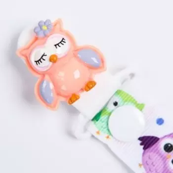 Держатель для соски - пустышки на ленте «Совушка»