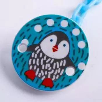Держатель для соски - пустышки «Пингвинёнок», на цепочке, цвет голубой