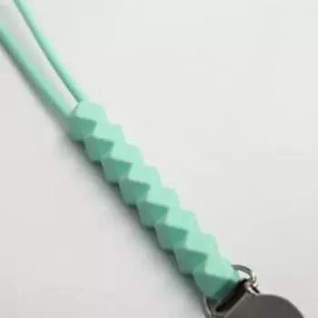 Держатель для соски - пустышки M&B «Ромбики», силиконовый, зелёный