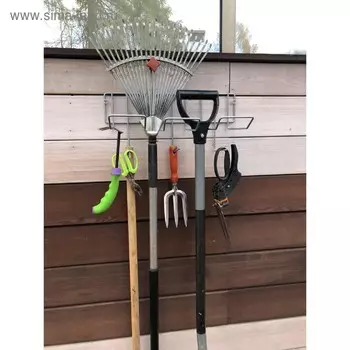 Держатель для садового инвентаря, настенный, под 2 инструмента, металлический