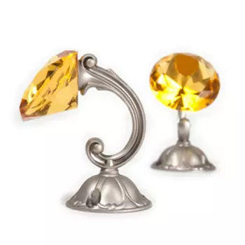 Держатель для штор «Кристал», 2 шт, 10 см, цвет сатин, цвет вставки жёлтый