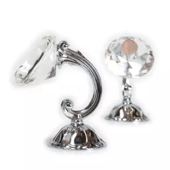 Держатель для штор «Кристал», 2 шт, 10 см, цвет серебро, цвет вставки прозрачный