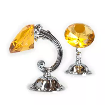 Держатель для штор «Кристал», 2 шт, 10 см, цвет серебро, цвет вставки жёлтый