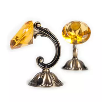 Держатель для штор «Кристал», 2 шт, 10 см, цвет старое золото, цвет вставки жёлтый