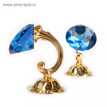 Держатель для штор «Кристал», 2 шт, 10 см, цвет золото, цвет вставки синий