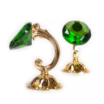 Держатель для штор «Кристал», 2 шт, 10 см, цвет золото, цвет вставки зелёный