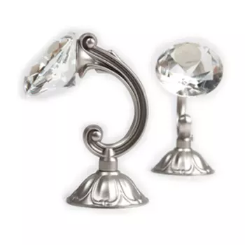 Держатель для штор «Кристал», 2 шт, 12 см, цвет сатин, цвет вставки прозрачный