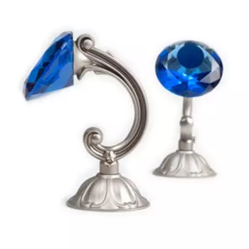 Держатель для штор «Кристал», 2 шт, 12 см, цвет сатин, цвет вставки синий