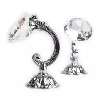 Держатель для штор «Кристал», 2 шт, 12 см, цвет серебро, цвет вставки прозрачный