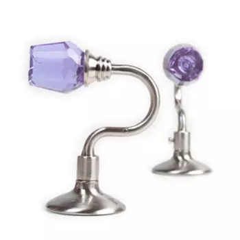 Держатель для штор «Роза», 2 шт, 10 см, цвет нержавеющая сталь, цвет вставки фиолетовый