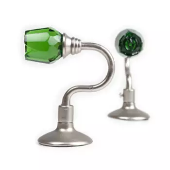 Держатель для штор «Роза», 2 шт, 10 см, цвет сатин, цвет вставки зелёный