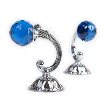 Держатель для штор «Шар», 2 шт, 10 см, цвет серебро, цвет вставки синий