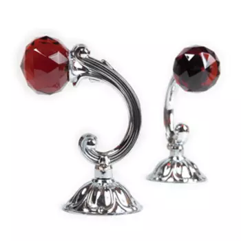 Держатель для штор «Шар», 2 шт, 12 см, цвет серебро, цвет вставки красный