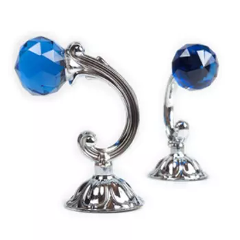 Держатель для штор «Шар», 2 шт, 12 см, цвет серебро, цвет вставки синий