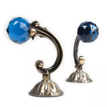 Держатель для штор «Шар», 2 шт, 12 см, цвет старое золото, цвет вставки синий