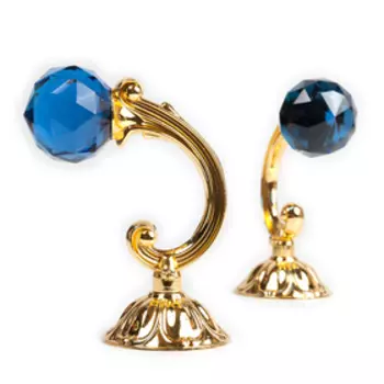 Держатель для штор «Шар», 2 шт, 12 см, цвет золото, цвет вставки синий