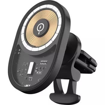 Держатель для смартфонов Wiiix CW-93V-B, магнитный, беспроводная зарядка, чёрный