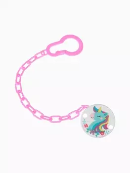 Держатель для соски - пустышки «Единорог», на цепочке, розовый