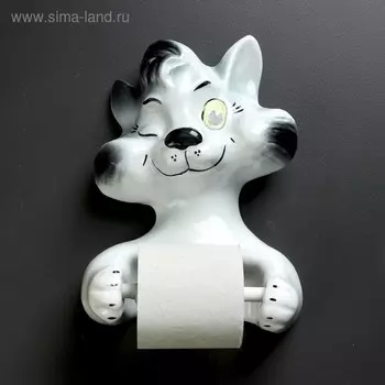 Держатель для туалетной бумаги «Кот — хулиган», 191128 см, фарфор, белый