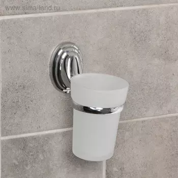 Держатель для зубных щёток, настенный"Accoona A11103", стекло, цвет хром