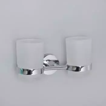 Держатель для зубных щёток настенный Accoona А11304, 2 стакана, стекло, хром