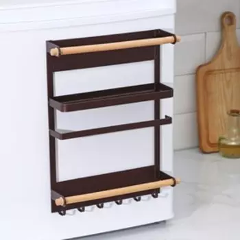 Держатель для кухонных принадлежностей на магните Доляна, 6 крючков, 4 направляющих, 3424.56.5 см, коричневый