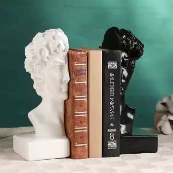 Держатель-подставка для книг «Бюст Давида», набор 2 шт., 25 см, чёрно-белый