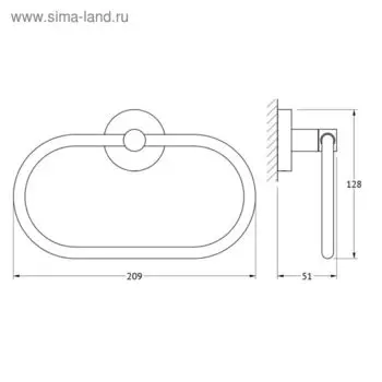 Держатель полотенца овальный, хром, ARTWELLE