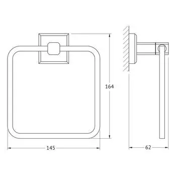 Держатель полотенца прямоугольный, хром