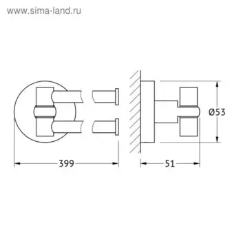 Держатель полотенец поворотный двойной 40 см, хром, ARTWELLE
