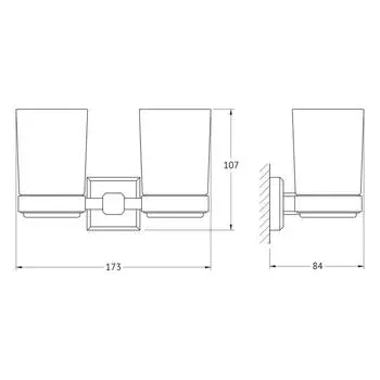 Держатель с 2-мя стаканами, матовое стекло, хром