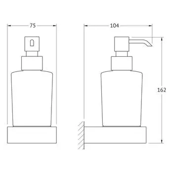 Держатель с дозатором жидкого мыла, матовое стекло, хром