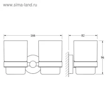 Держатель с двумя стаканами, матовое стекло, хром, ARTWELLE