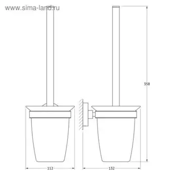 Держатель с туалетным ершом, матовое стекло, хром, ARTWELLE