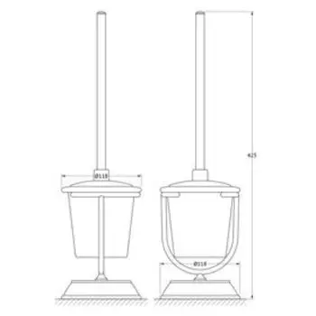 Держатель с туалетным ершом с крышкой напольный, матовый хрусталь, хром, FBS