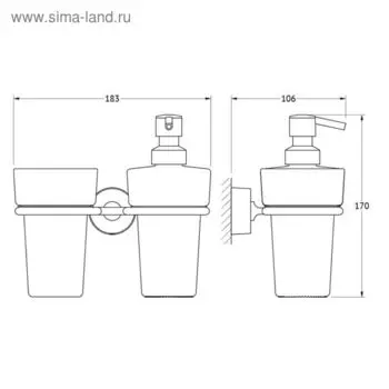 Держатель со стаканом и дозатором жидкого мыла, матовый хрусталь, хром, FBS