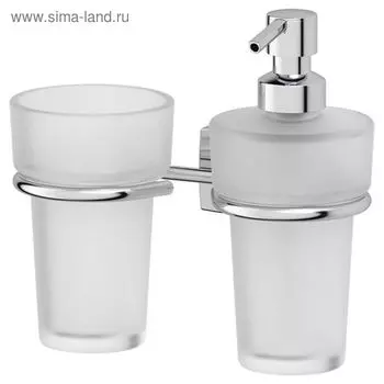 Держатель со стаканом и дозатором жидкого мыла, матовый хрусталь, хром, FBS