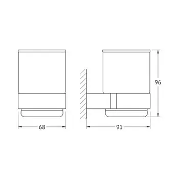 Держатель со стаканом матовое стекло, черный ARTWELLE