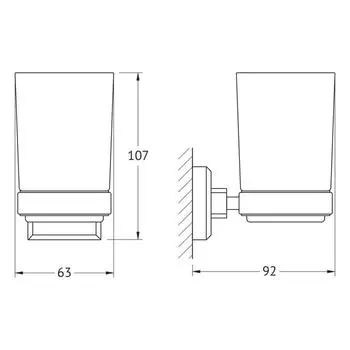 Держатель со стаканом, матовое стекло, хром