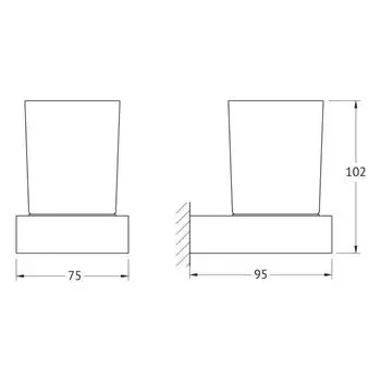 Держатель со стаканом, матовое стекло, хром