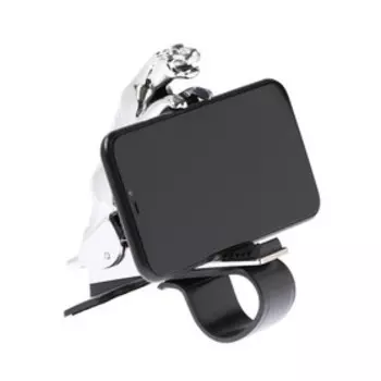Держатель телефона, прищепка, "Тигр", поворотный 360°, хром