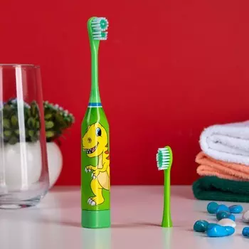 Детская электрическая зубная щетка Luazon LP-008, вибр., 31000 дв/мин, 2 насадки, 1АА, зелёная