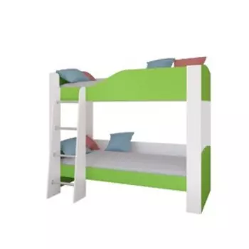 Детская двухъярусная кровать «Астра 2», без ящика, цвет белый / салатовый