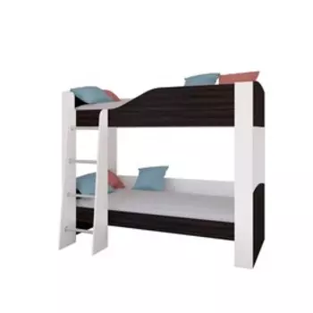 Детская двухъярусная кровать «Астра 2», без ящика, цвет белый / венге