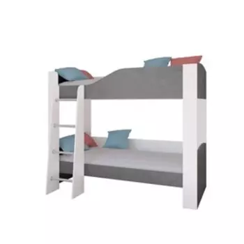 Детская двухъярусная кровать «Астра 2», без ящика, цвет белый / железный камень