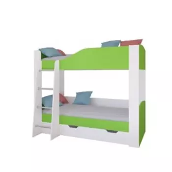 Детская двухъярусная кровать «Астра 2», цвет белый / салатовый