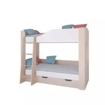 Детская двухъярусная кровать «Астра 2», цвет дуб молочный / белый