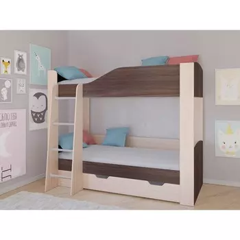 Детская двухъярусная кровать «Астра 2», цвет дуб молочный / дуб шамони