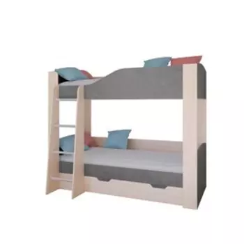 Детская двухъярусная кровать «Астра 2», цвет дуб молочный / железный камень